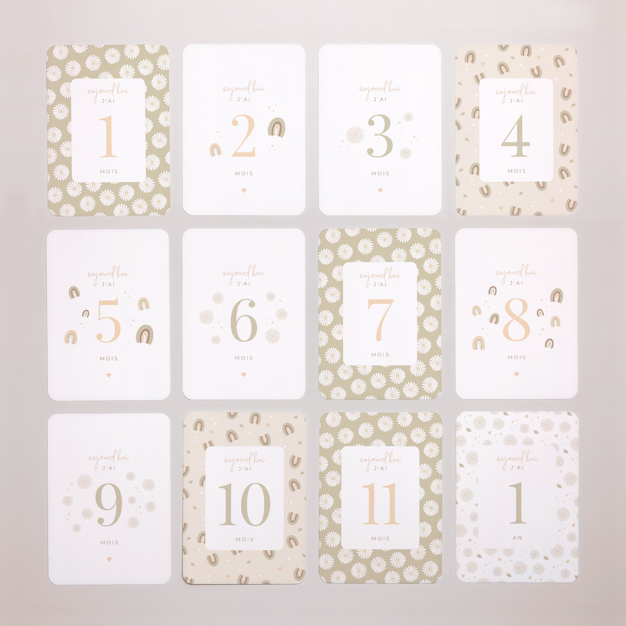 Carte étape bébé Naissance Lot de 12 Mobile Marguerite photo N° 3
