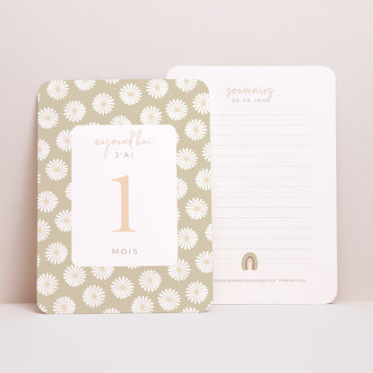 Carte étape bébé Naissance Lot de 12 Mobile Marguerite photo N° 4