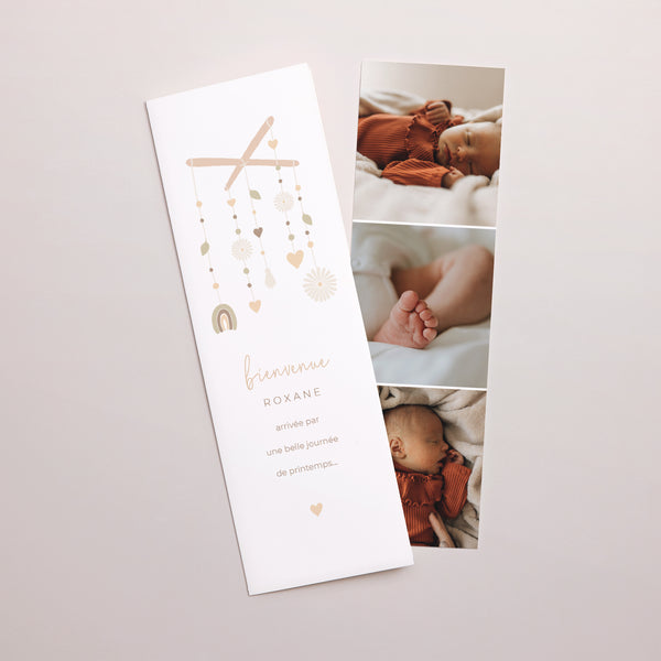 Faire-part Naissance Marque-page photo Mobile Marguerite photo