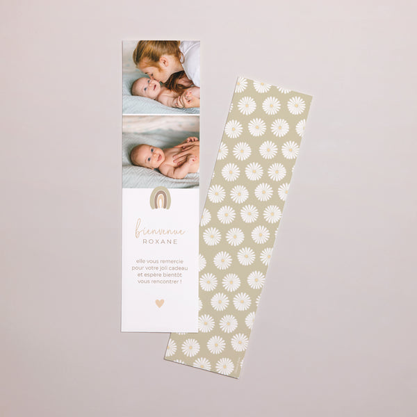 Remerciements Naissance Marque-page Mobile Marguerite photo