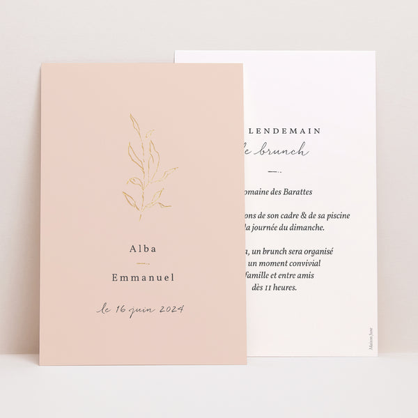 Invitations Mariage Portrait Végétal romantique photo
