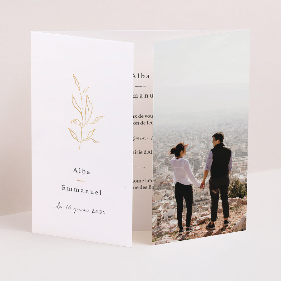 Faire-part Mariage Triptyque ouverture fenêtre Végétal romantique photo