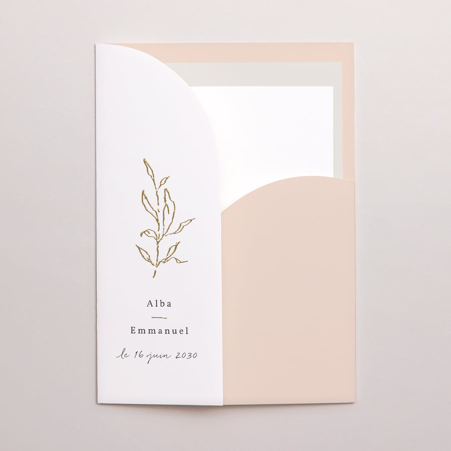 Faire-part Mariage Pochette 2 cartes Végétal romantique photo