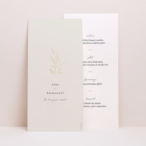 Menu Mariage Panoramique portrait Végétal romantique photo
