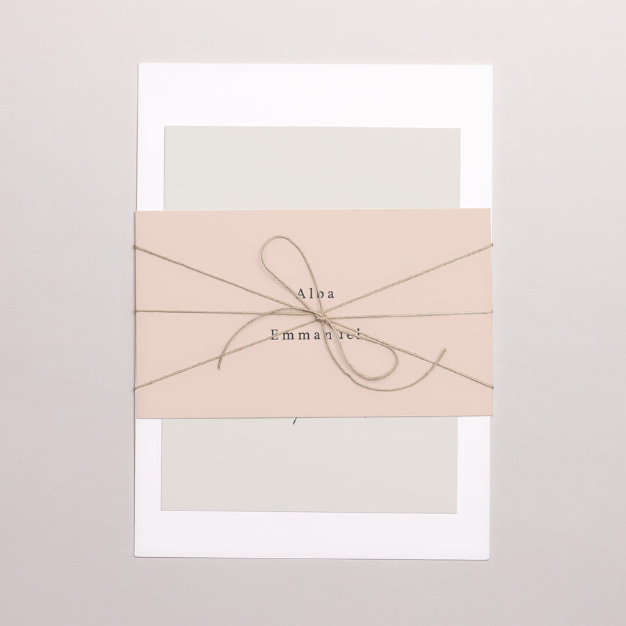 Faire-part Mariage 3 cartes, ruban Végétal romantique photo