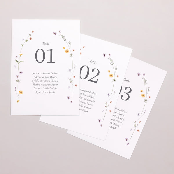 Marque table Mariage Rectangle Couronne petites fleurs photo