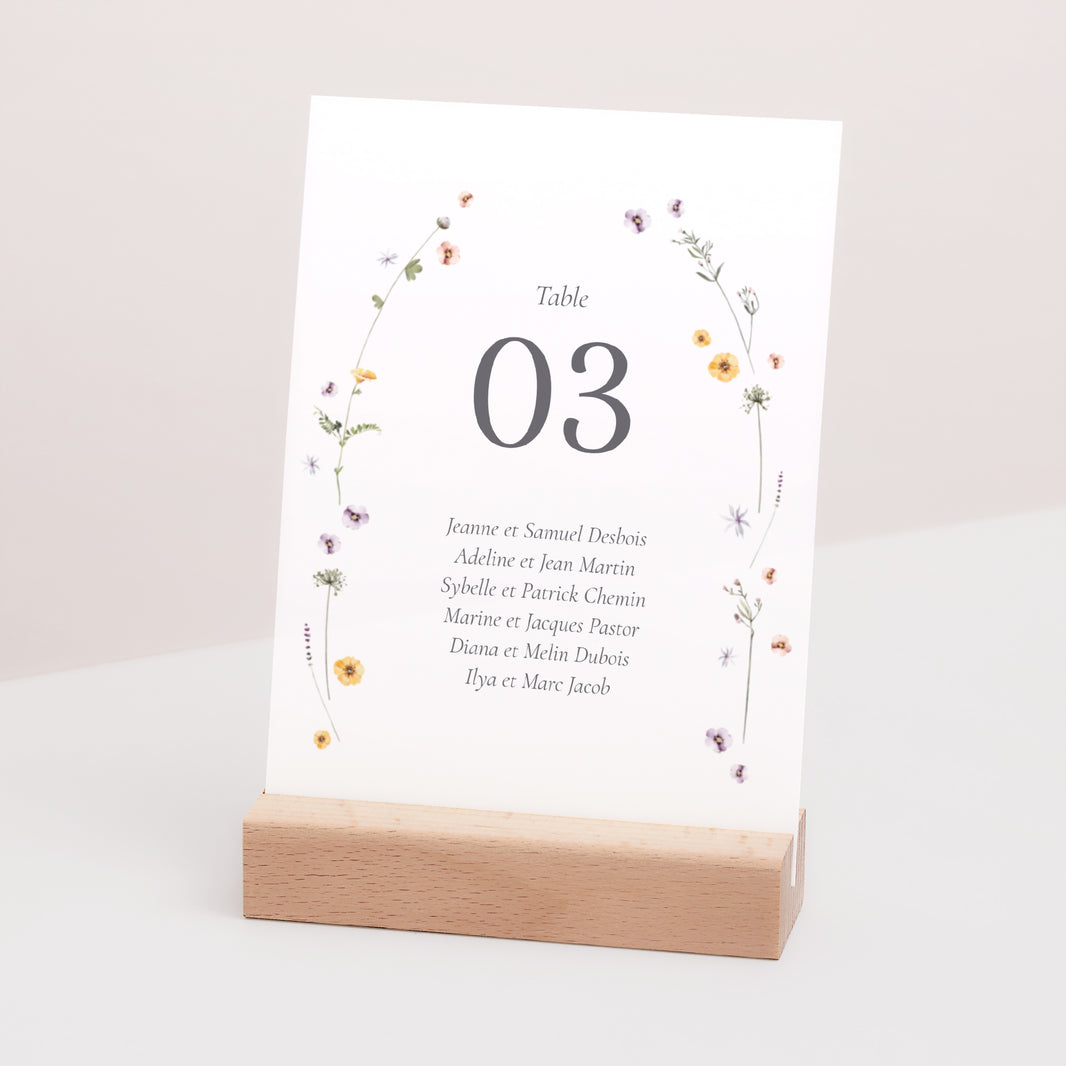 Marque table Mariage Rectangle Couronne petites fleurs photo N° 3