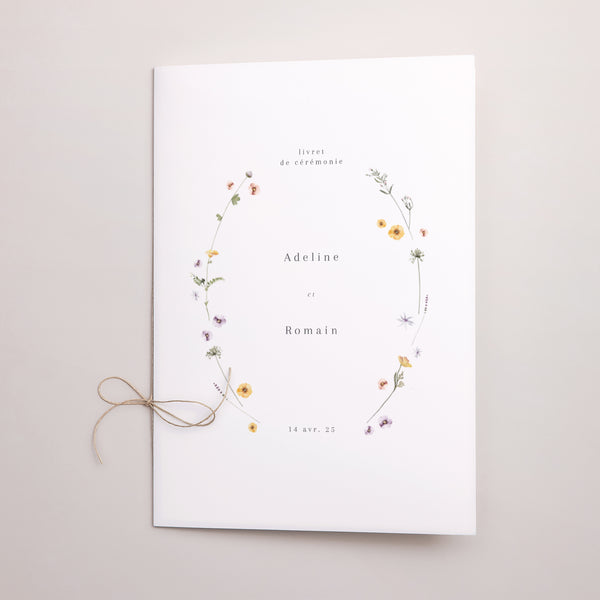Livret de messe Mariage Double volet Couronne petites fleurs photo