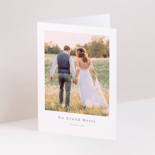 Remerciements Mariage Portrait double volet Couronne petites fleurs photo