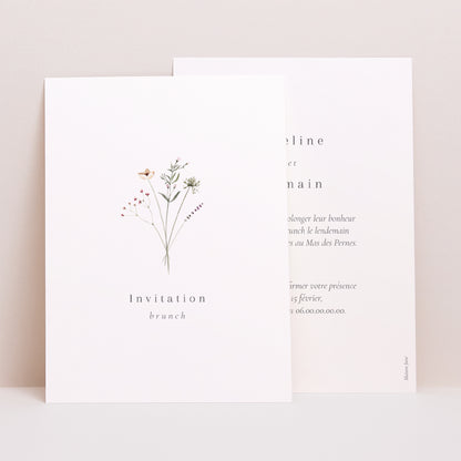 Invitations Mariage Portrait Couronne petites fleurs photo N° 1