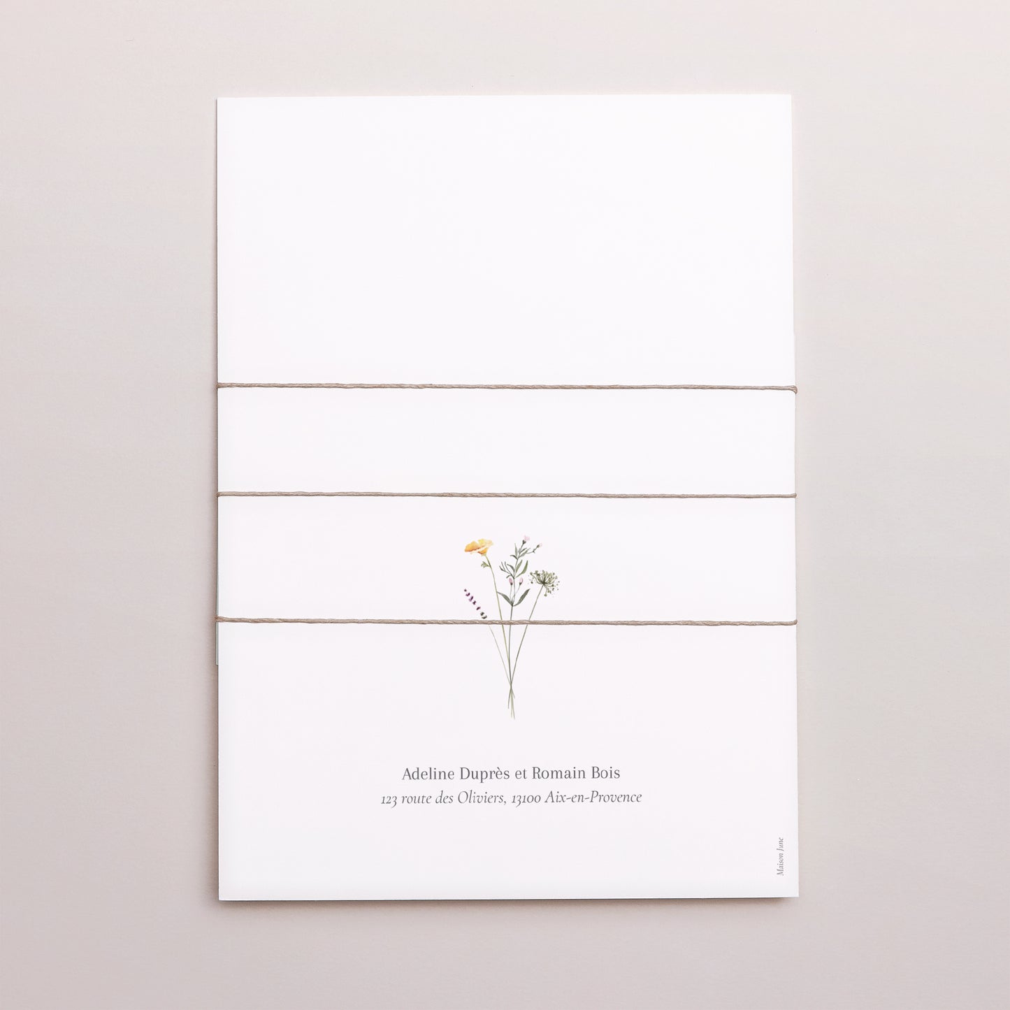 Faire-part Mariage 3 cartes, ruban Couronne petites fleurs photo N° 4