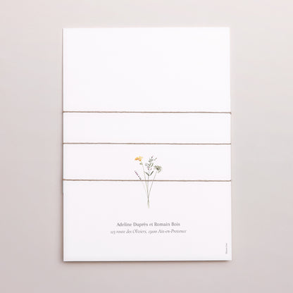 Faire-part Mariage 3 cartes, ruban Couronne petites fleurs photo N° 4