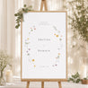 Panneau bienvenue Mariage Portrait 60 x 90 cm Couronne petites fleurs photo N° 1