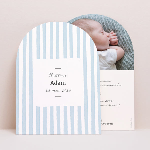 Faire-part Naissance Petite arche Rayures bleu Ciel photo