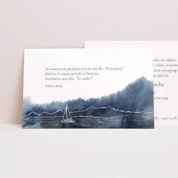 Remerciements Décès Paysage Voilier Aquarelle photo