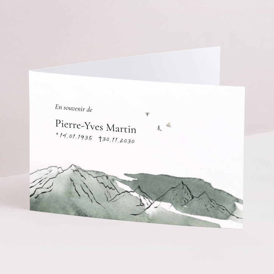 Remerciements Décès Double volet paysage Montagne Aquarelle photo
