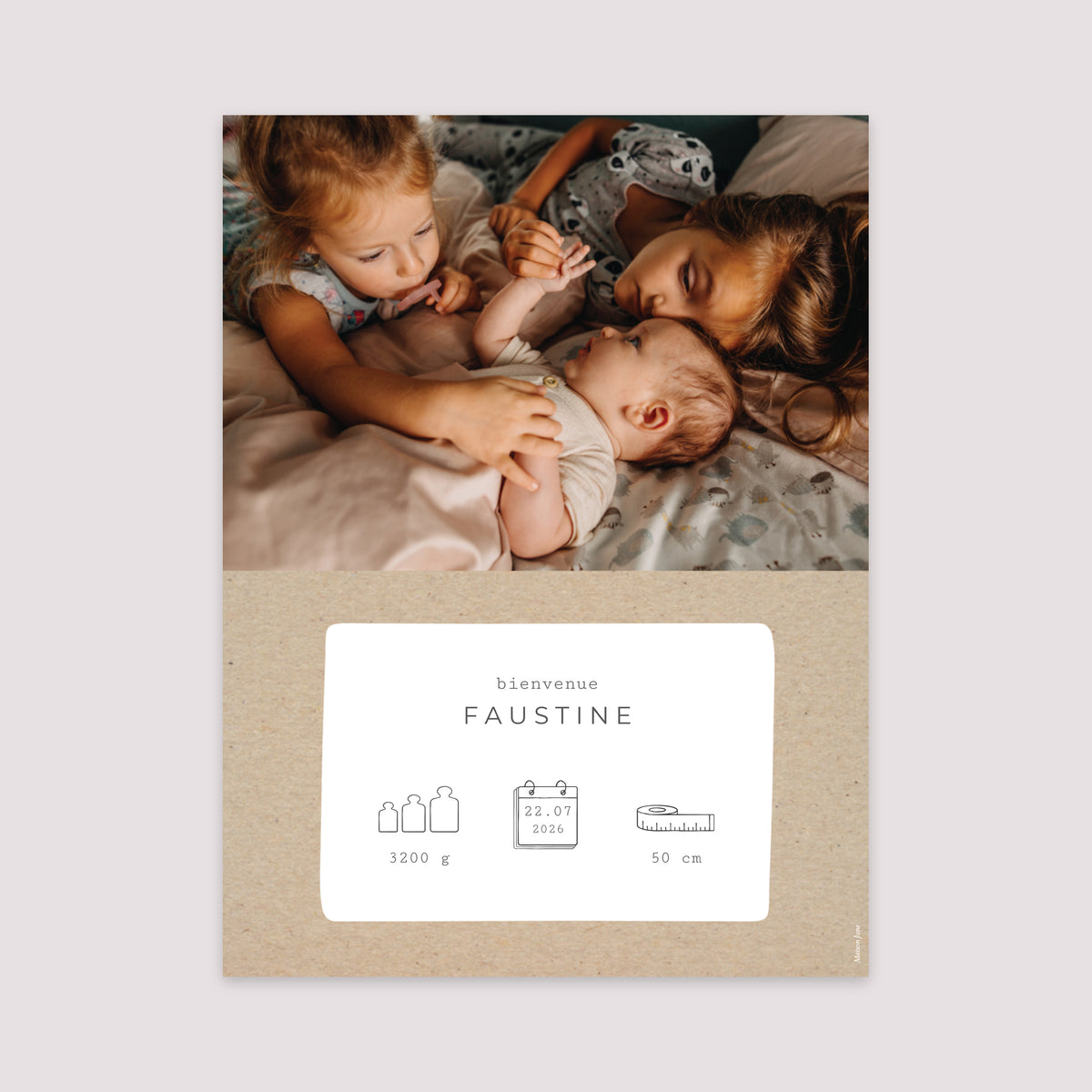 Affiche Naissance Portrait 30 x 40 cm Kraft Pictos photo N° 2