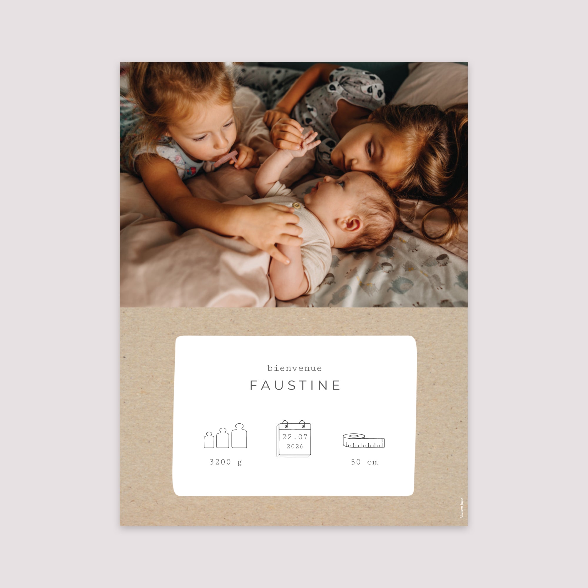 Affiche Naissance Portrait 30 x 40 cm Kraft Pictos photo N° 2