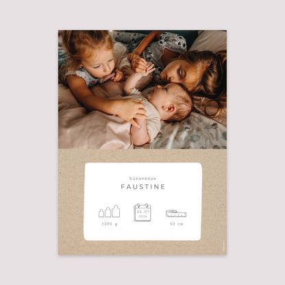 Affiche Naissance Portrait 30 x 40 cm Kraft Pictos photo N° 2