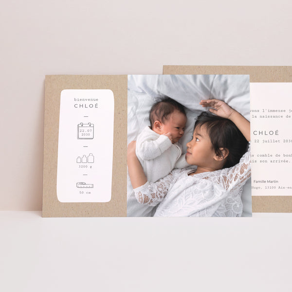 Faire-part Naissance Paysage Kraft Pictos photo