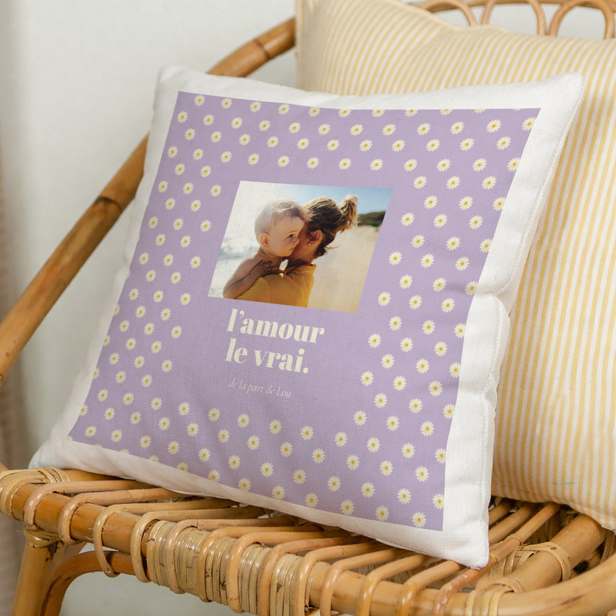 Coussin Objets Beige naturel L'amour le vrai photo N° 1