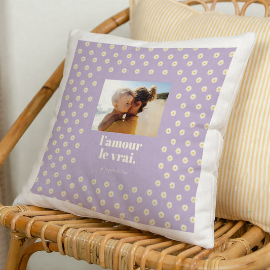 Coussin Objets Beige naturel L'amour le vrai photo