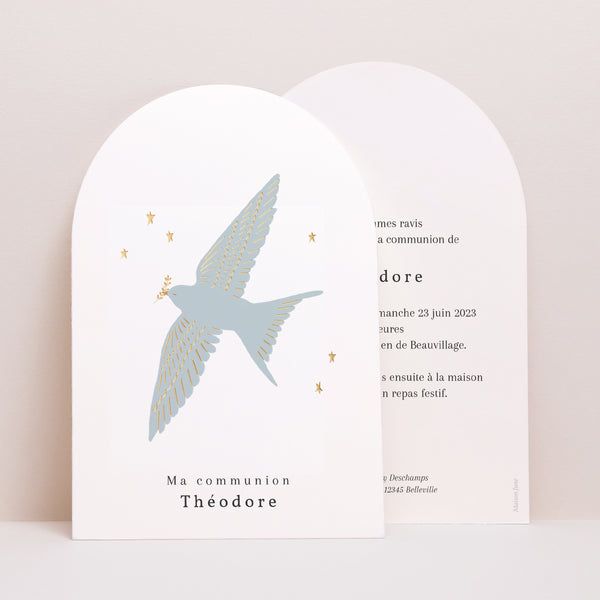 Faire-part Communion Arche Hirondelle de Printemps Communion photo