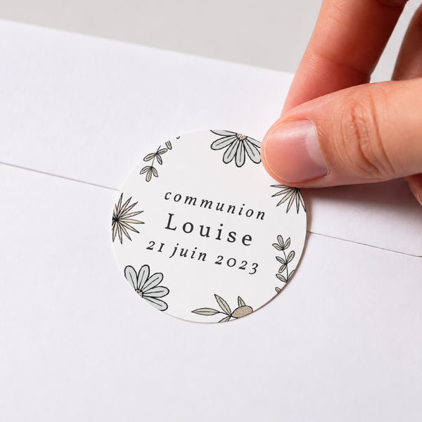 Sticker Communion Rond Portrait poétique Communion photo