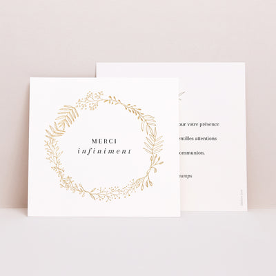 Carte remerciements communion sans photo