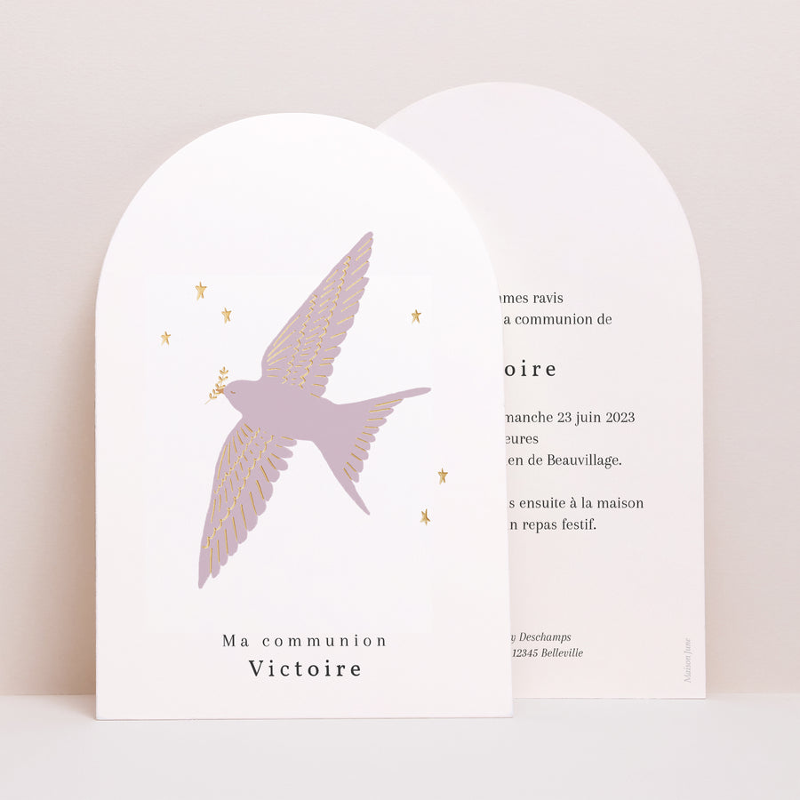 Faire-part Communion Arche Symbole de Joie, Rose photo