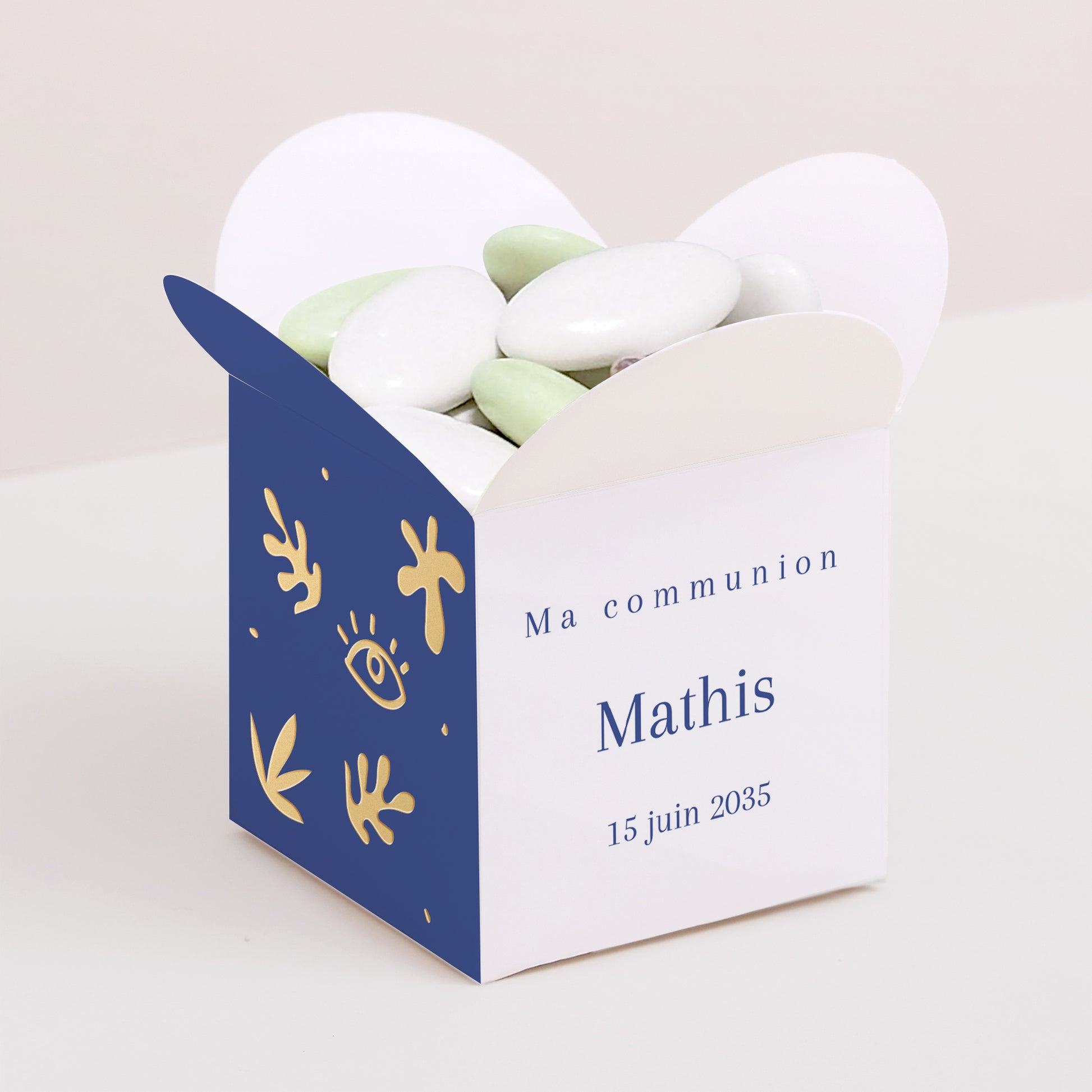 Boîte à dragées Communion Ouverture papillon À la manière du Fauvisme photo N° 1