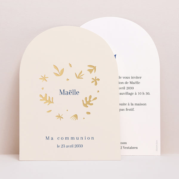 Faire-part Communion Petite arche Fauvisme Beige photo