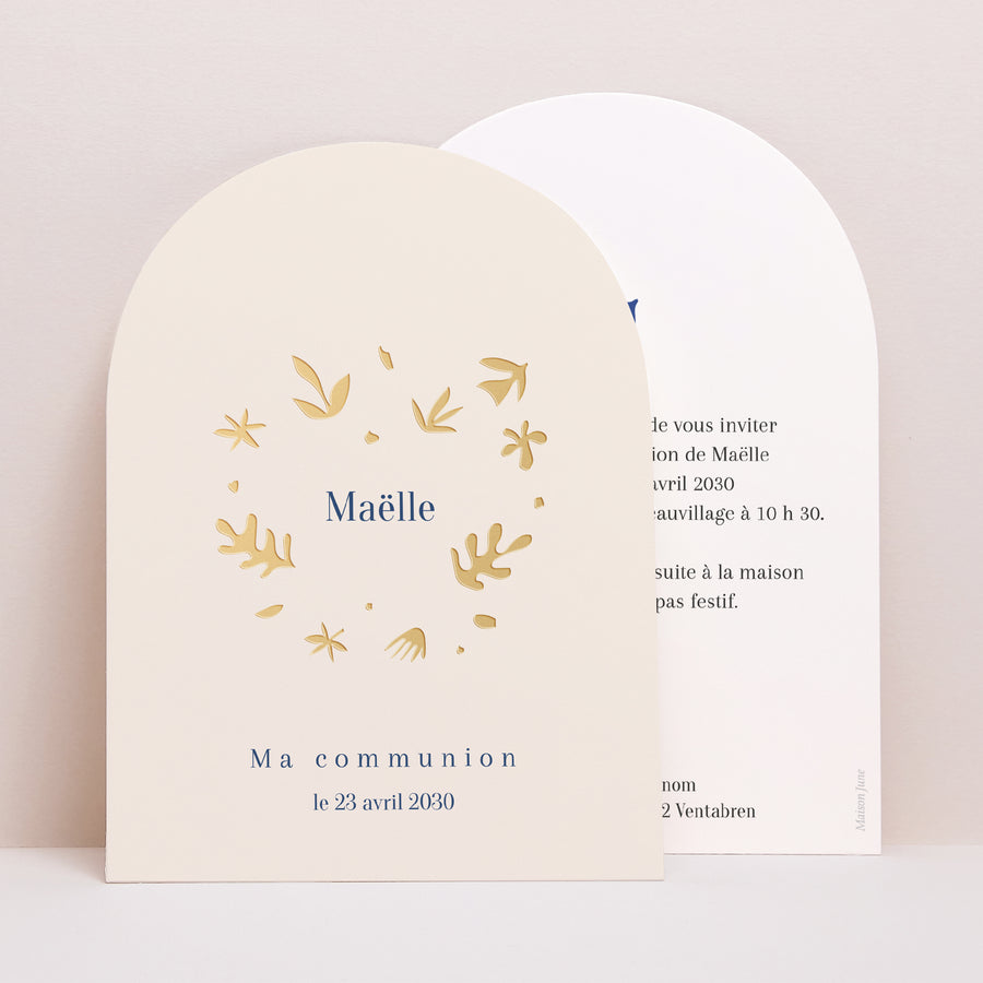 Faire-part Communion Petite arche Fauvisme Beige photo