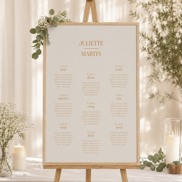 Plan de table Mariage Portrait Terre d'Ocre photo