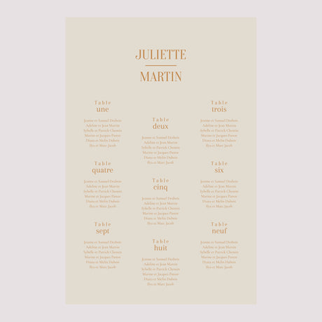 Plan de table Mariage Portrait Terre d'Ocre