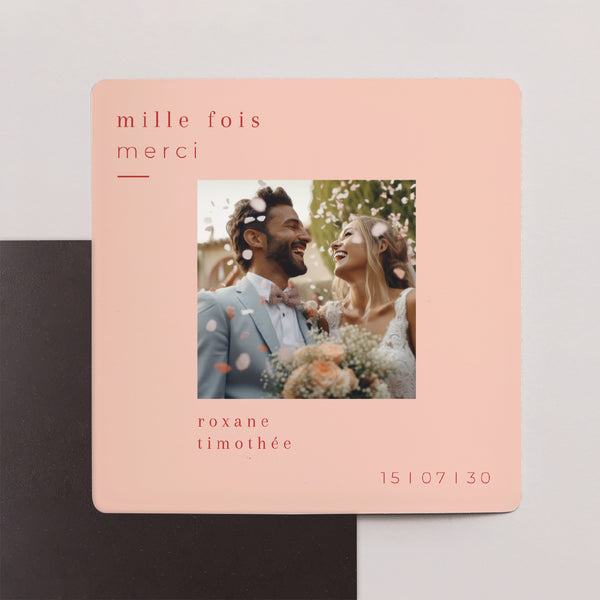 Remerciements Mariage Lot de 9, magnétique Un été acidulé photo