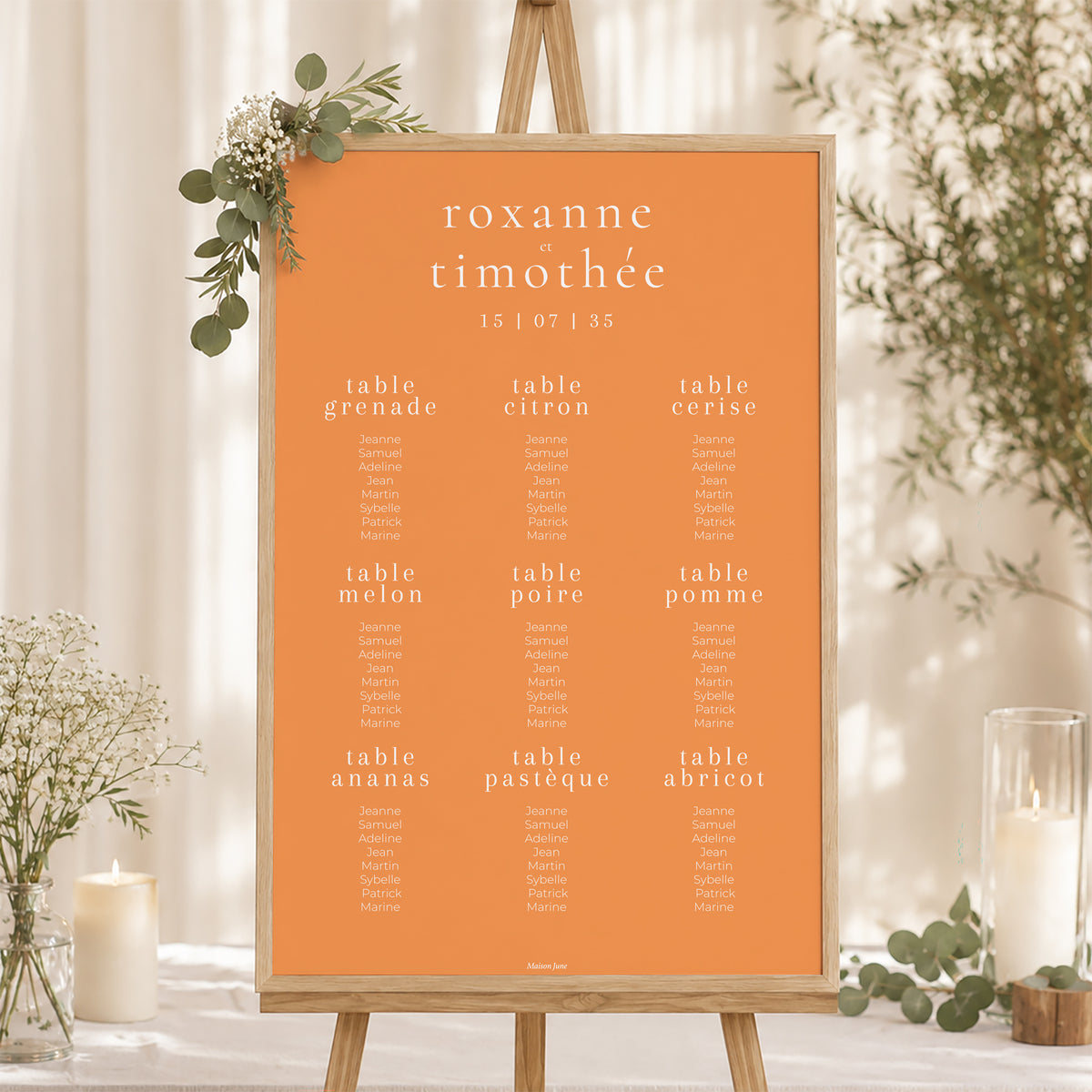 Plan de table Mariage Portrait 60 x 90 cm Un été acidulé photo N° 1