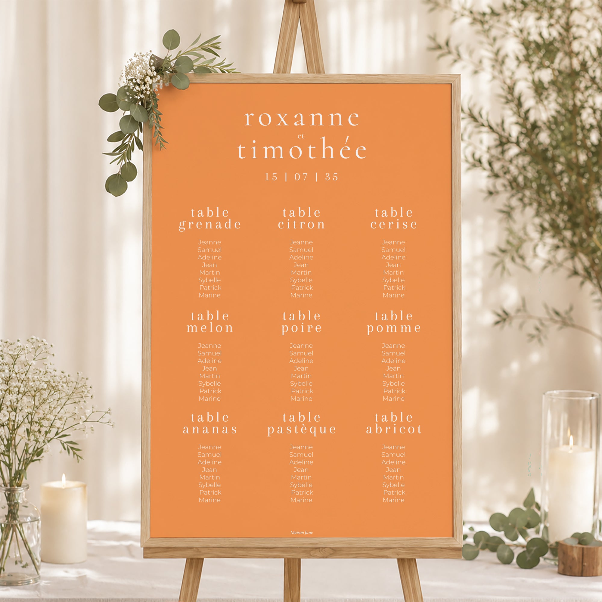 Plan de table Mariage Portrait 60 x 90 cm Un été acidulé photo N° 1