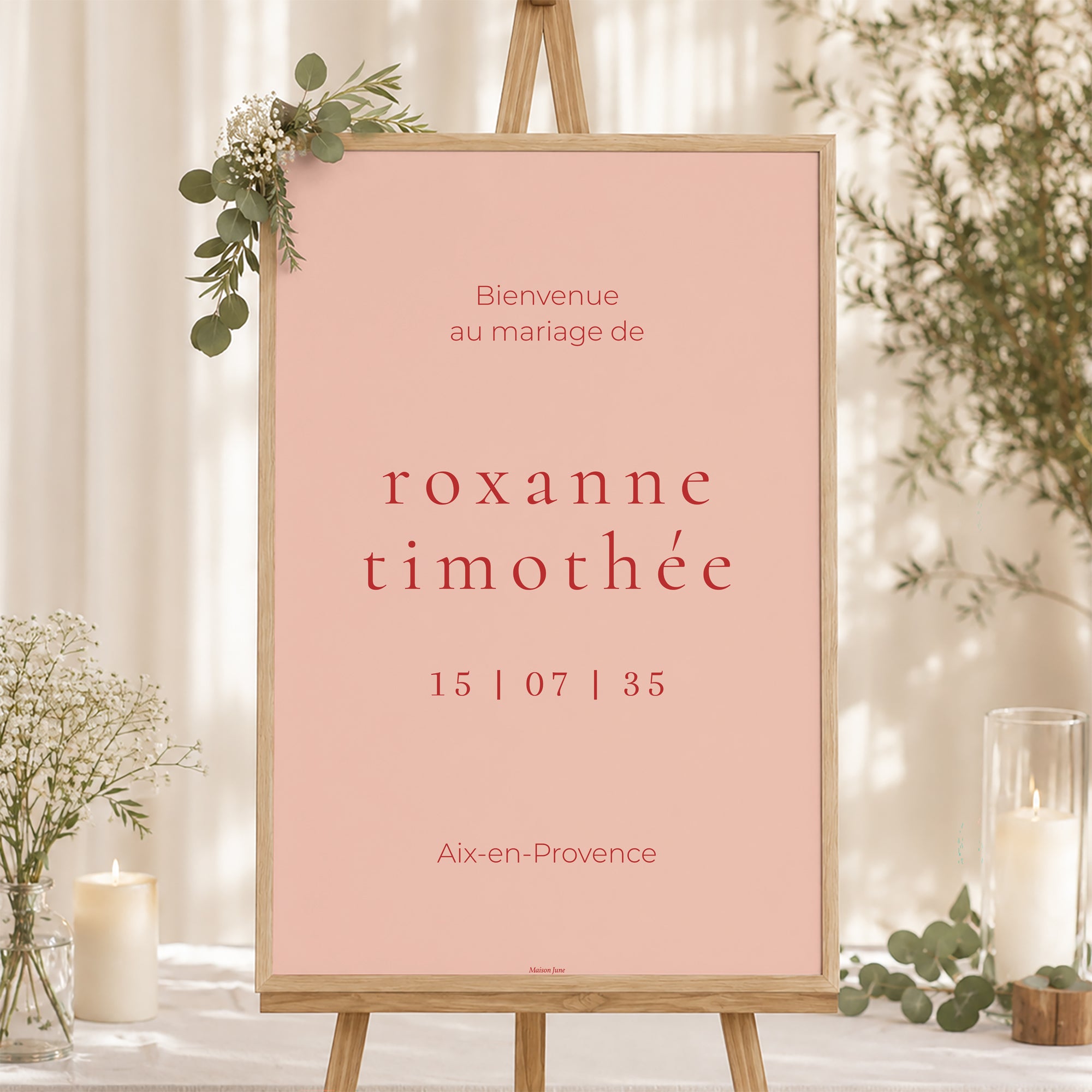Panneau bienvenue Mariage Portrait 60 x 90 cm Un été acidulé photo N° 1