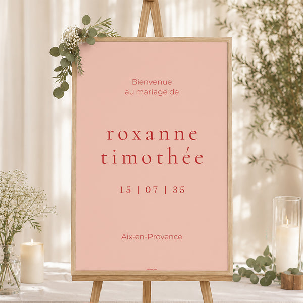 Panneau bienvenue Mariage Portrait 60 x 90 cm Un été acidulé photo