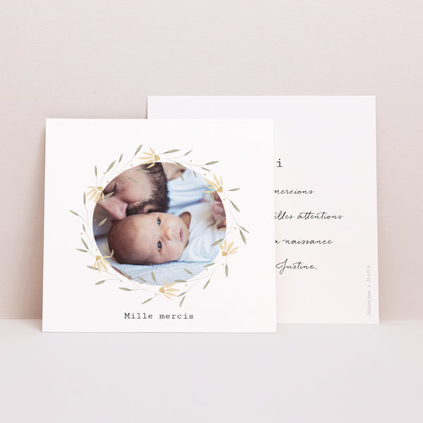 Remerciements Naissance Carré Jolie pâquerette photo