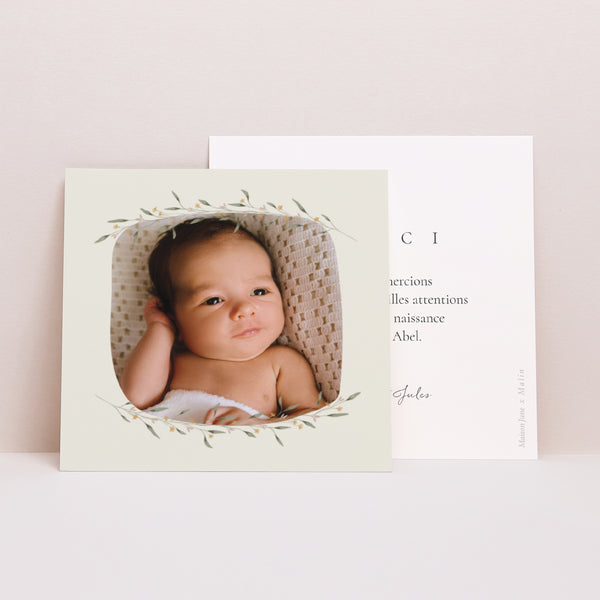 Remerciements Naissance Carré Décor Floral photo