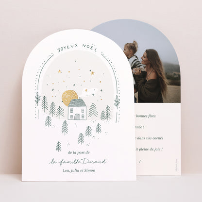 Carte de Noel Fin d'année Petite arche paysage maison sapin photo N° 1