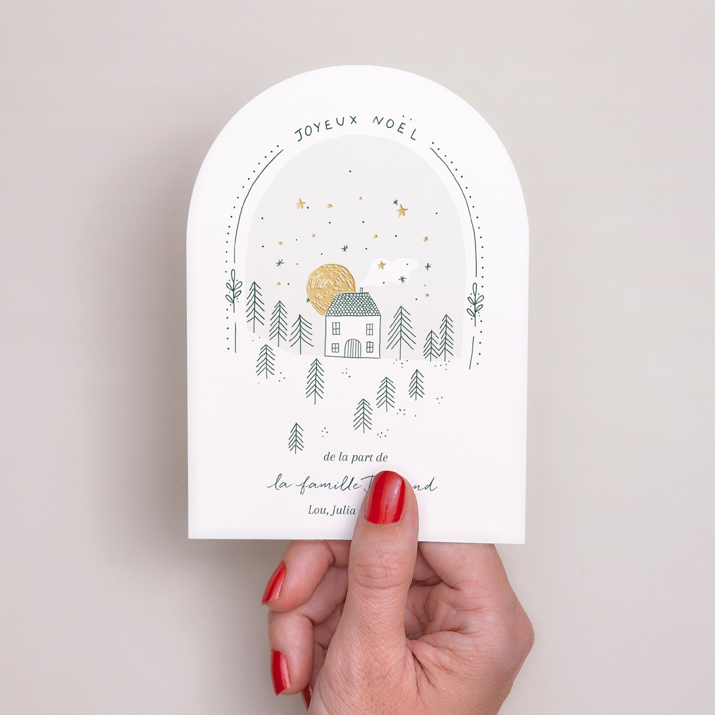 Carte de Noel Fin d'année Petite arche paysage maison sapin photo N° 2