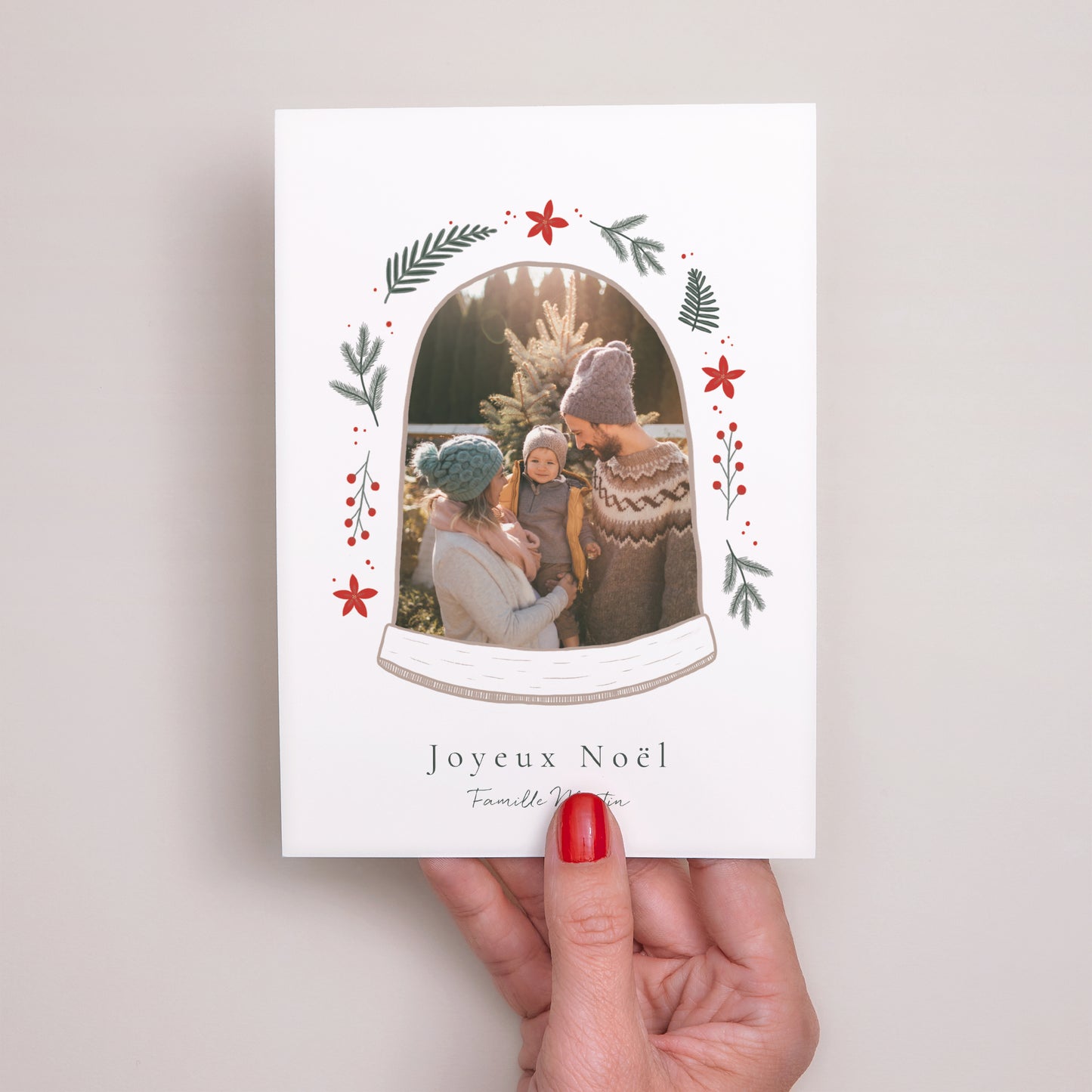 Carte de Noel Fin d'année Portrait Boule à souvenirs photo N° 2