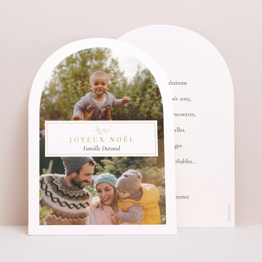 Carte de voeux Fin d'année Petite arche Joyeux Noël cadre dorure photo photo
