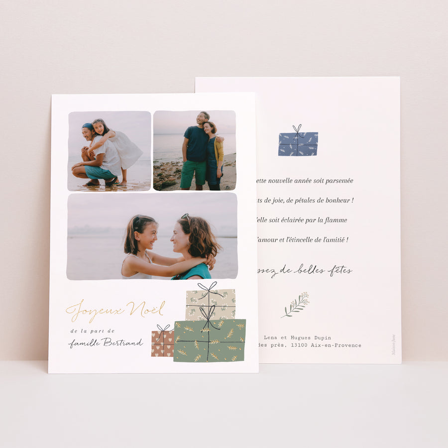 Carte de Noel Fin d'année Portrait Cadeaux photo