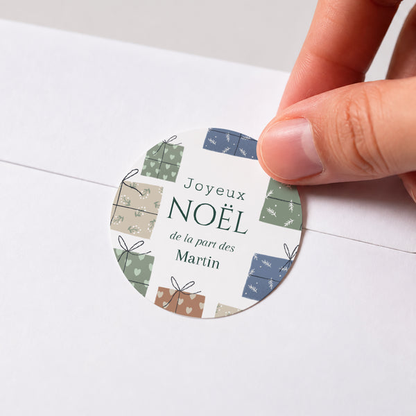 Sticker Fin d'année Rond Cadeaux photo