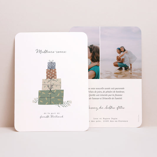 Carte de voeux Fin d'année Portrait, bords arrondis cadeaux II photo