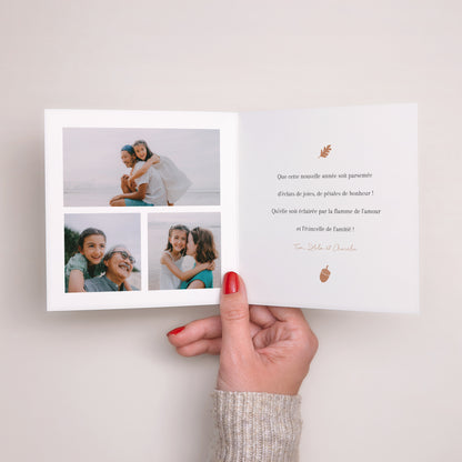 Carte de Noel Fin d'année Carré double volet composition circulaire noël terracotta photo N° 2